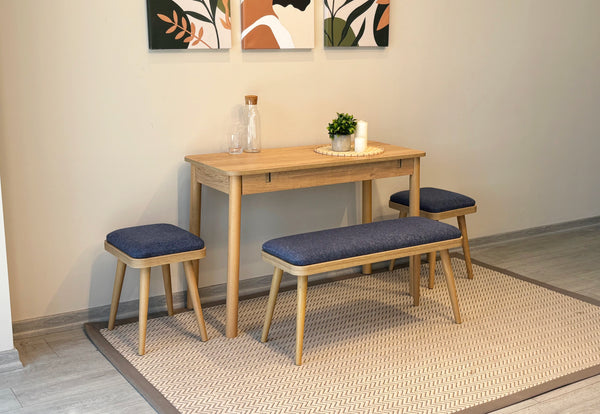 Vina Mini Bench Karina Meşe Lacivert