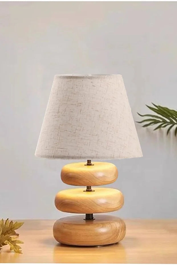 Round Ahşap Abajur