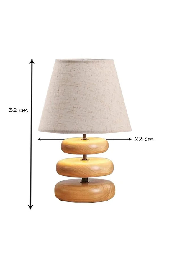Round Ahşap Abajur