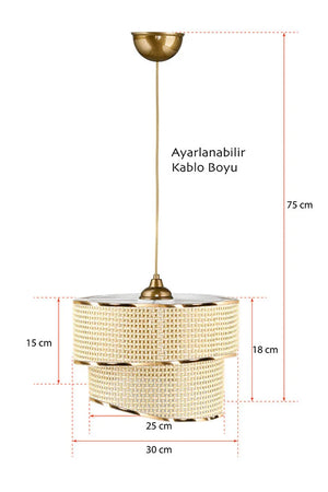 Stare Gold Şeritli Modern Hasır Sarkıt