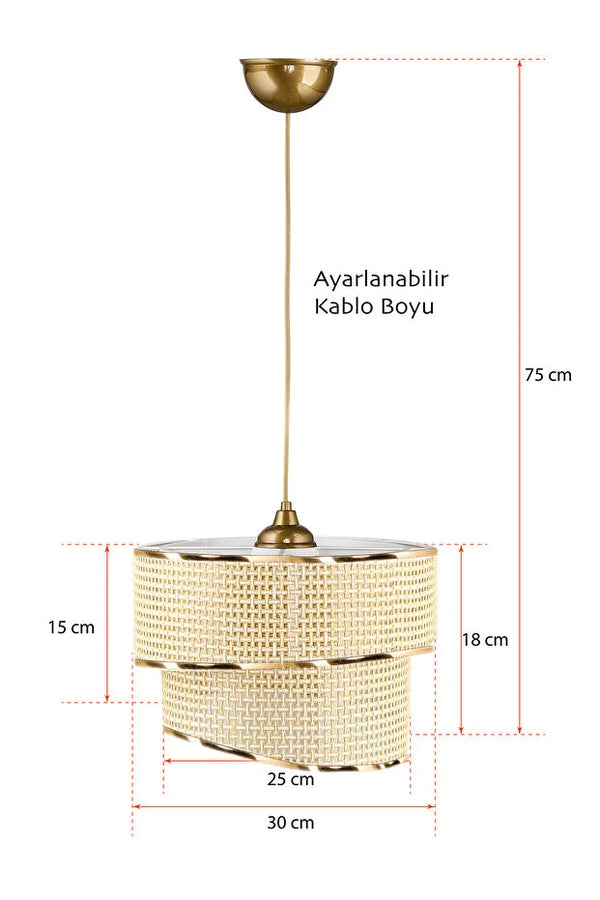 Stare Gold Şeritli Modern Hasır Sarkıt