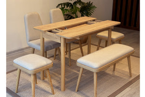 Vina Mini Bench Karina Meşe Krem