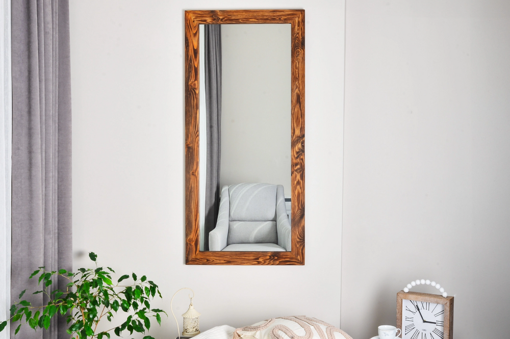 Ligna Dikdörtgen Ceviz Rengi Ahşap Ayna, 140x60 cm