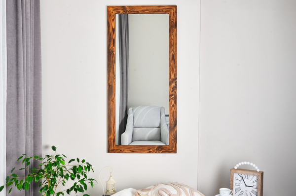 Ligna Dikdörtgen Ceviz Rengi Ahşap Ayna, 140x60 cm