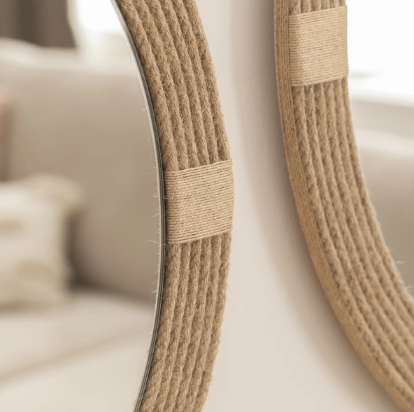 Jut Halatlı İkili Yuvarlak Dekoratif Ayna, 70x70 cm