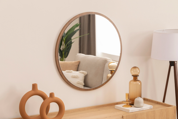 Kahverengi Mdf Duvar Aynası, 90x90 cm