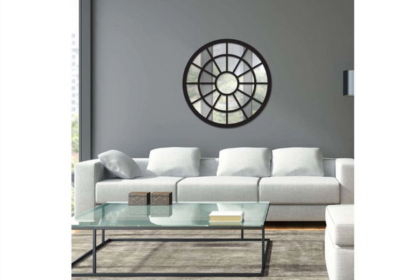 Siyah Pencere Duvar Aynası, 90x90 cm