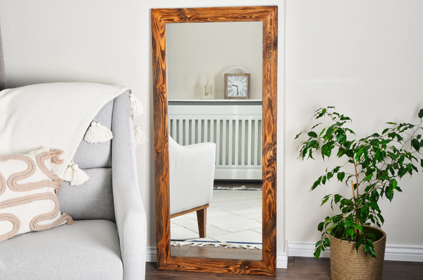 Ligna Dikdörtgen Ceviz Rengi Ahşap Ayna, 140x60 cm