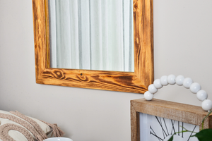 Doğal Ahşap Dikdörtgen Dekoratif Boy Aynası, 150x70 cm