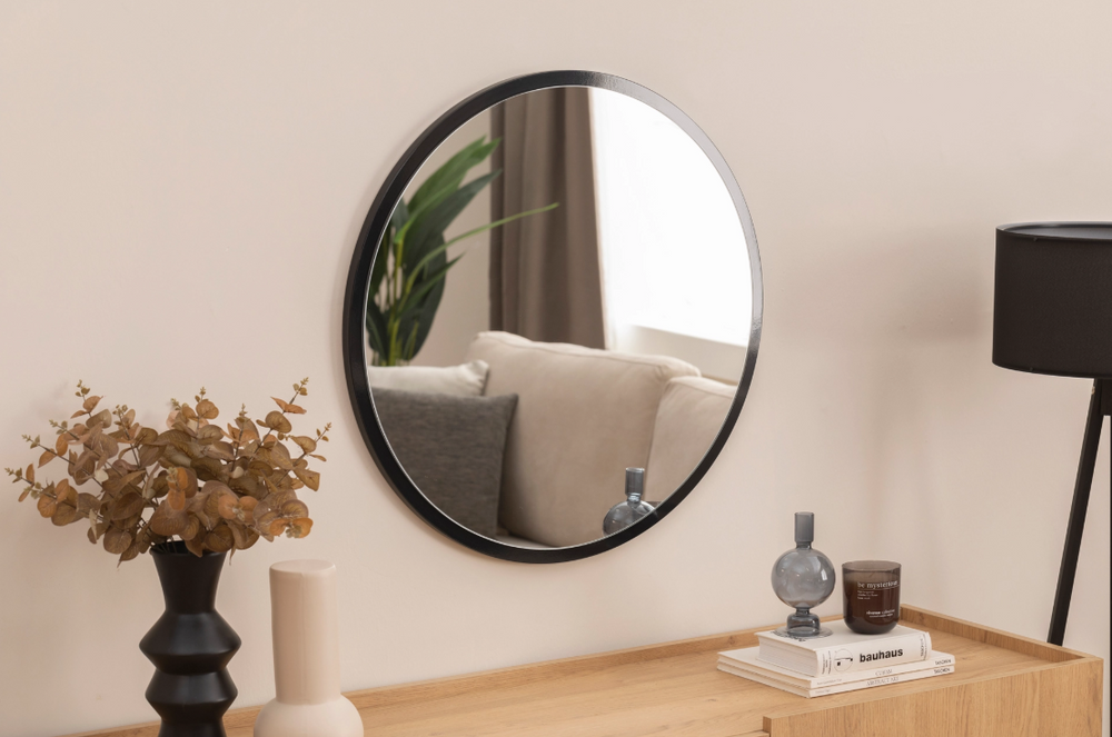 Siyah Mdf Duvar Aynası, 100x100 cm