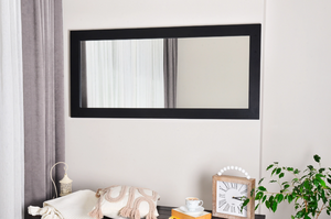 Masif Ahşap Dikdörtgen Siyah Ayna, 170x60 cm
