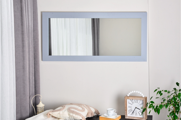 Masif Ahşap Dikdörtgen Gri Ayna, 160x60 cm