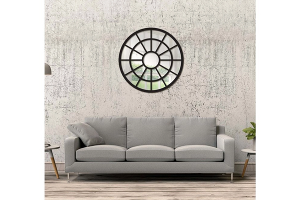 Siyah Pencere Duvar Aynası, 90x90 cm