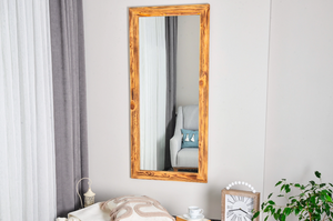 Doğal Ahşap Dikdörtgen Dekoratif Boy Aynası, 150x70 cm