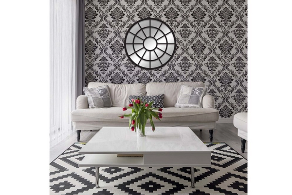 Siyah Pencere Duvar Aynası, 90x90 cm