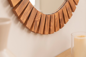 Masif Ahşap İkili Yuvarlak Dekoratif Ayna, 60x50 cm