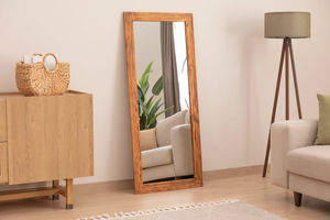 Masif Ahşap Dikdörtgen Dekoratif Ayna, 160x60 cm