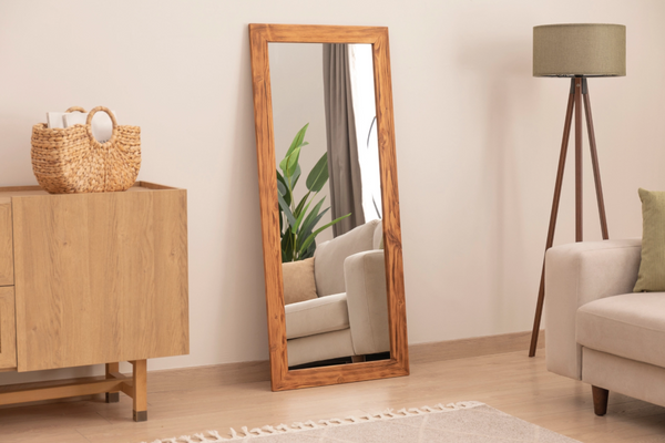 Masif Ahşap Dikdörtgen Dekoratif Ayna, 160x60 cm