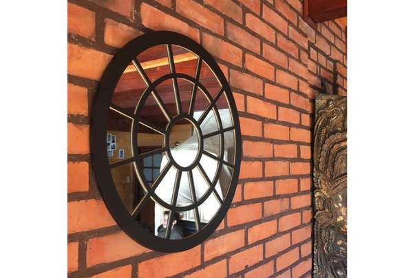 Siyah Pencere Duvar Aynası, 90x90 cm