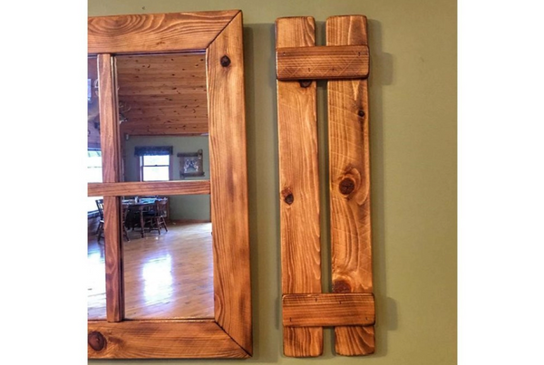 Ahşap Rustik Ayna, 50x65 cm