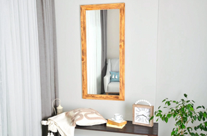Doğal Ahşap Dikdörtgen Dekoratif Boy Aynası, 150x70 cm