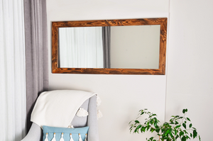 Ligna Dikdörtgen Ceviz Rengi Ahşap Ayna, 140x60 cm