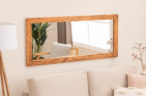 Masif Ahşap Dikdörtgen Dekoratif Ayna, 160x60 cm
