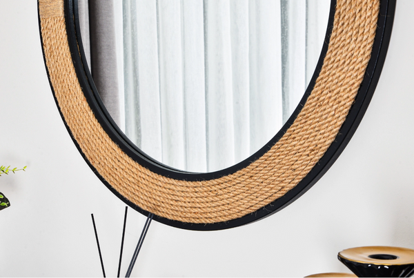 Halatlı Yuvarlak Dekoratif Ayna, 87x87 cm