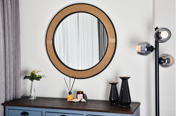 Halatlı Yuvarlak Dekoratif Ayna, 87x87 cm