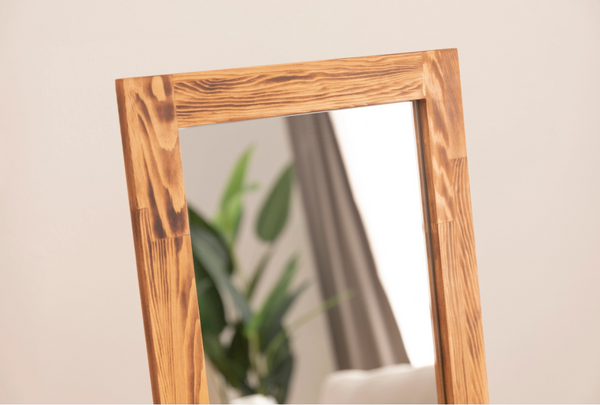 Doğal Ahşap Dekoratif Ayaklı Boy Aynası, 170x60 cm