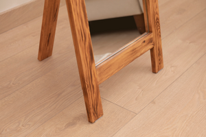 Doğal Ahşap Dekoratif Ayaklı Boy Aynası, 170x60 cm