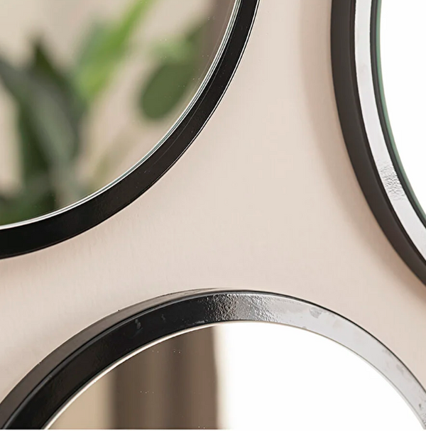 Siyah Mdf Üçlü Duvar Aynası, 32x32 cm