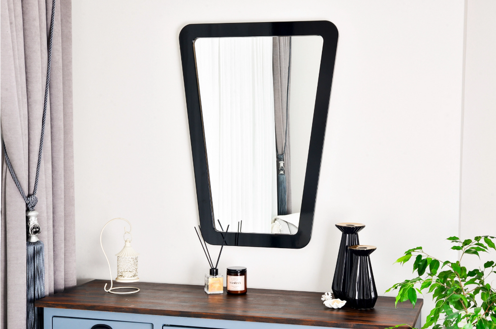 Siyah Geometrik Konsol Ayna, 80×90