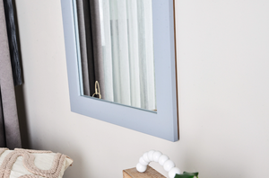 Masif Ahşap Dikdörtgen Gri Ayna, 160x60 cm