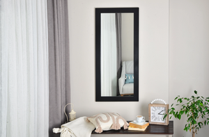 Masif Ahşap Dikdörtgen Siyah Ayna, 170x60 cm