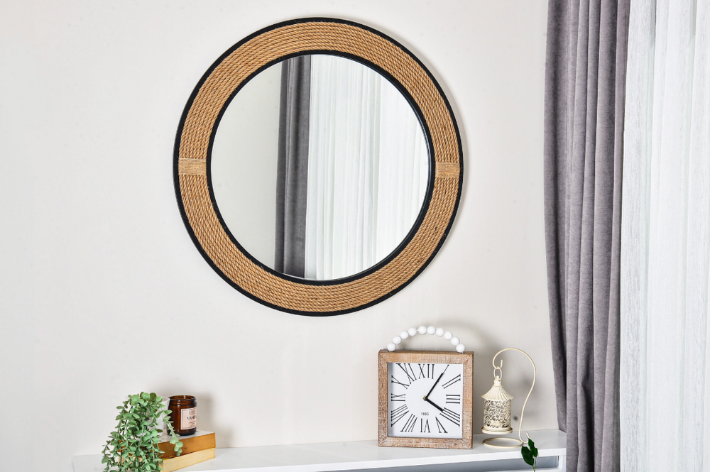 Halatlı Yuvarlak Dekoratif Ayna, 97x97 cm