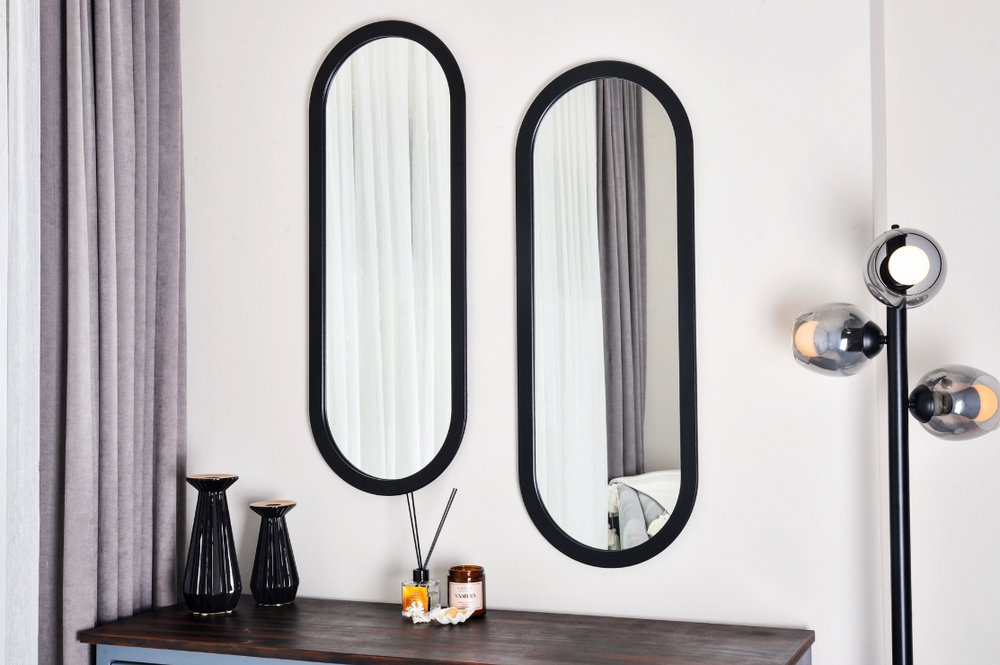 Oval Siyah İkili Ayna, 35x95 cm